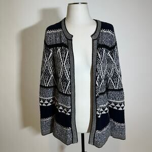 Christopher & Banks Navy Blue Open Front Cardigan Sweater Womens Petite Small PS